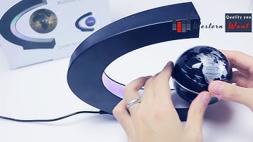 US PLUG LED FLOATING C SHAPE MAGNETIC GLOBE WORLD MAP WITH LIGHT