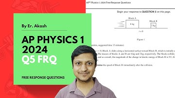 AP Physics 1 FRQ 2024 Q5 | At time t = 0, Block A slides along a horizontal surface toward Block B