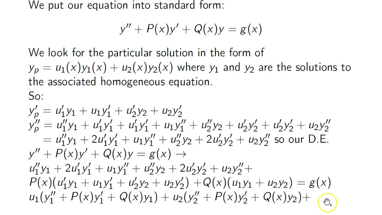 Ch. 4.6 Variation of Parameters - YouTube