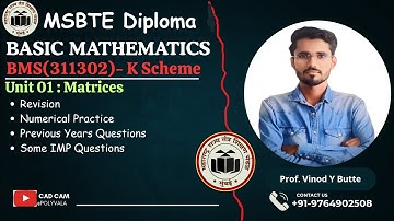 MSBTE  K Scheme BMS (M1) Revision of Matrices ,Numerical Practice