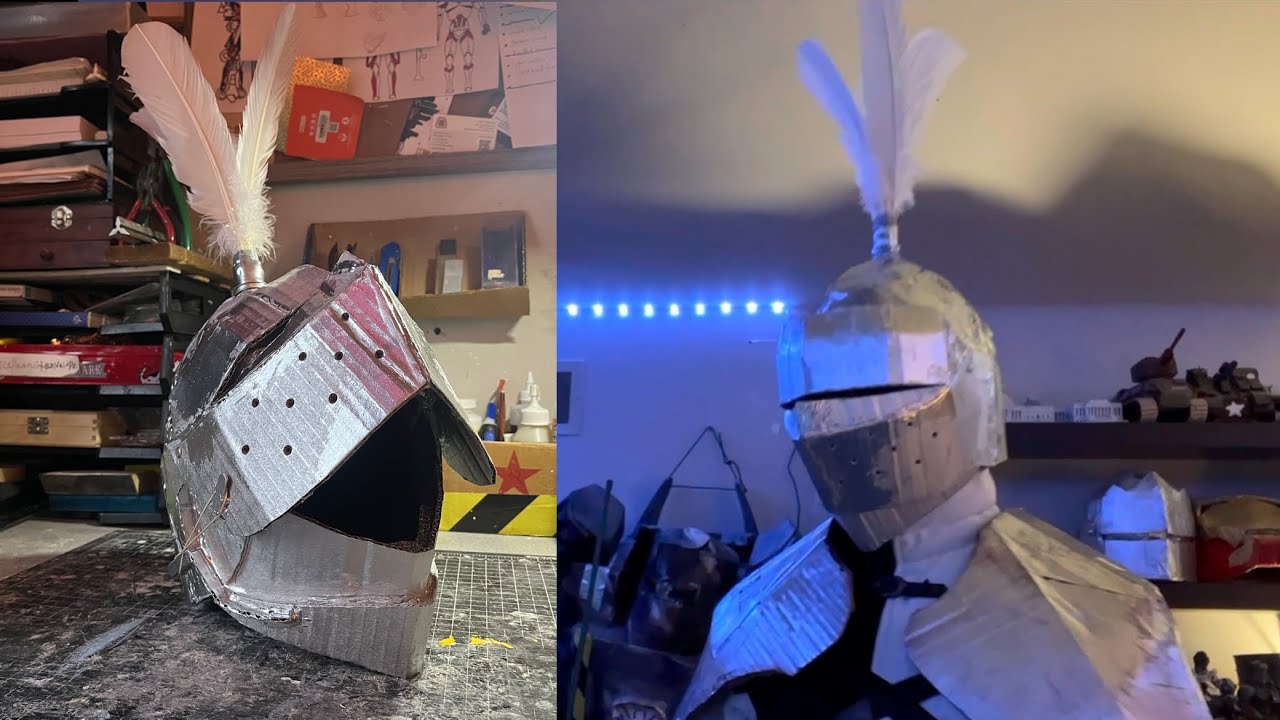 How To Build an ADVANCED Cardboard Knight Helmet 