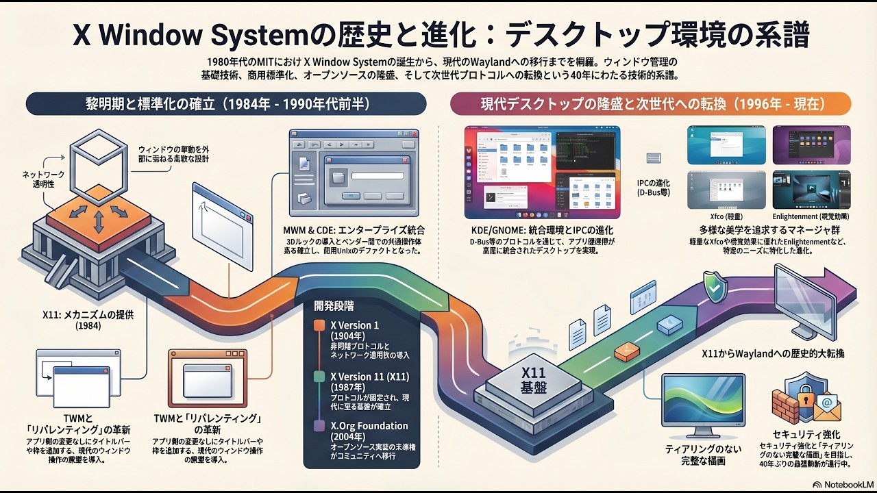 X Window Systemのデスクトップをめぐる40年戦争 - YouTube
