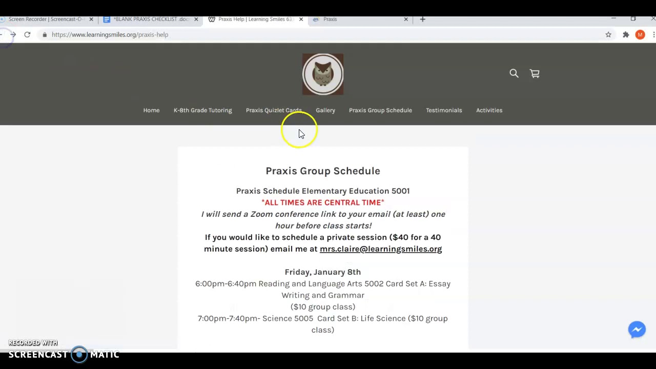 Praxis Quizlet Cards and Classes