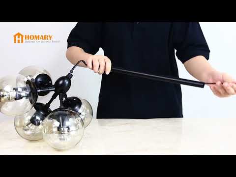 installing-retro-industrial-loft-multiple-tea-glass-globe-black-iron-pendant-light