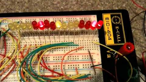 MSP430 LaunchPad controlling two 74HCT595 shift registers
