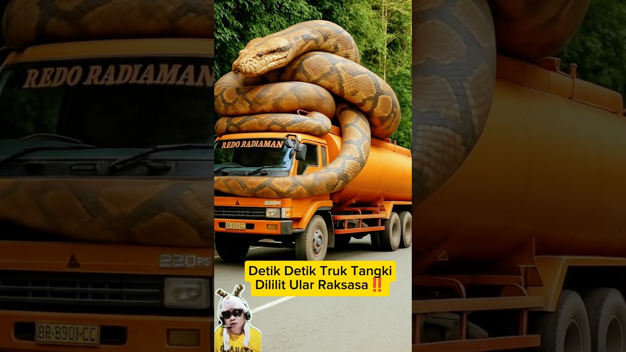 Detik Detik Truk Tangki Dililit Ular Besar 