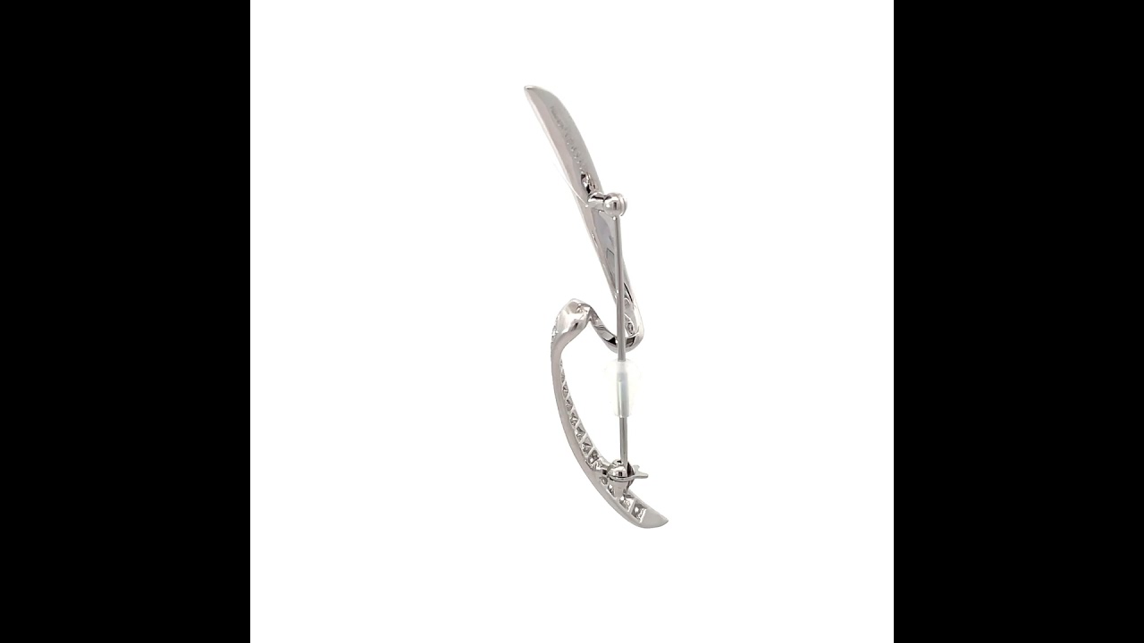ミキモト ダイヤモンド ブローチ K18ホワイトゴールド MIKIMOTO カーブ