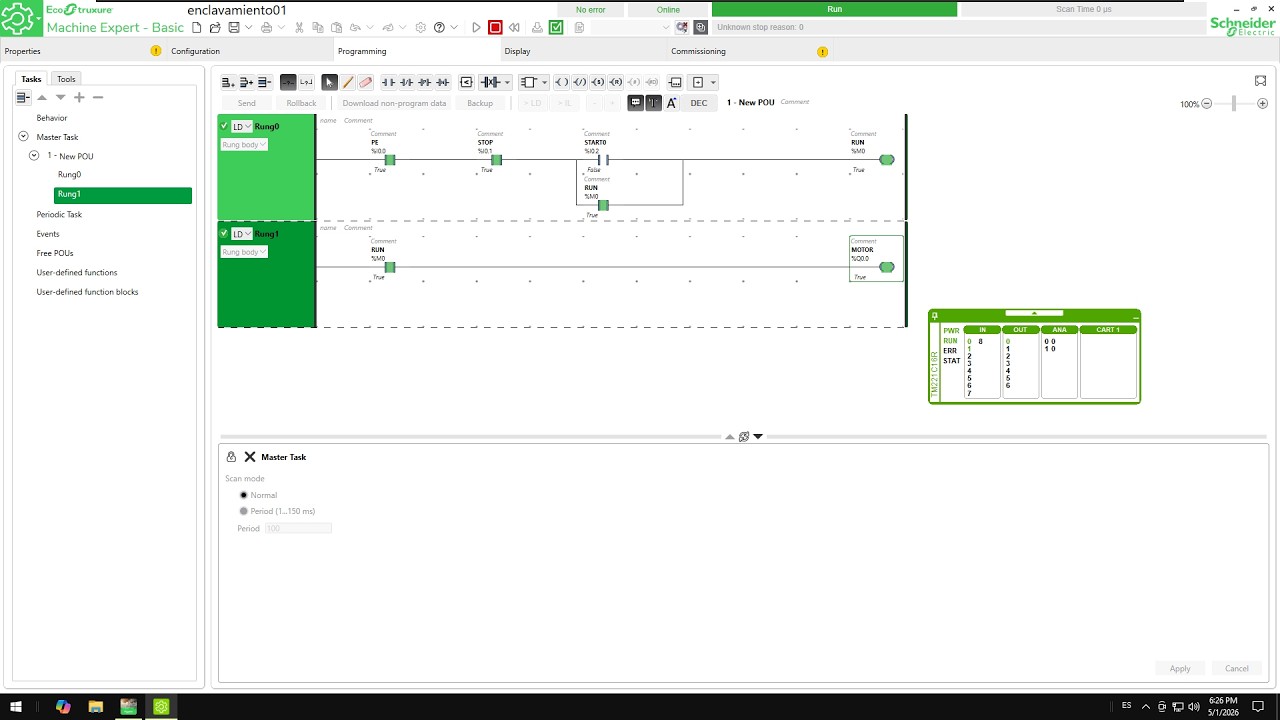 Kwkd Enclavamiento en Ladder en EcoStruxure Machine Expert Basic V1.4 - YouTube