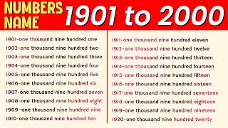 Numbers 1901 to 2000 || Numbers name 1901 to 2000 || Numbers in words 1901 to 2000