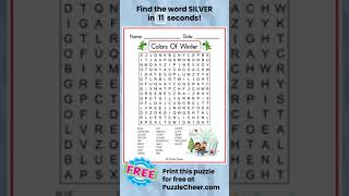 Colors Of Winter Word Search-Find SILVER #timedgame #wordsearch #winter #wordgames #quiz #puzzle