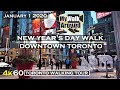 Downtown Toronto 2020 New Year's day walk ( 4k Toronto Video )