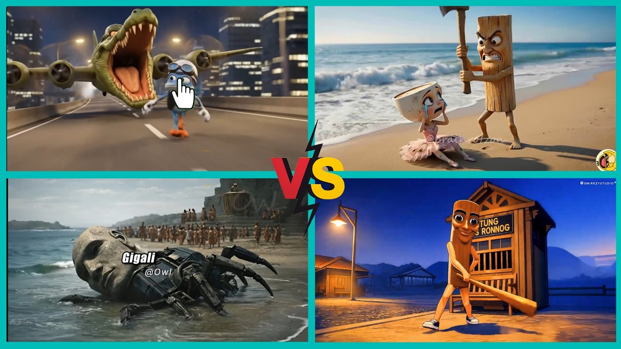 Tung Tung Tung Sahur made Kinder Joy Surprise from Italian Brainrot🆚Crazy Frog - Axel F brainrot.