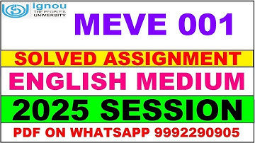 MEVE 001 solved assignment 2025 in English || meve 001 solved assignment 2025 || ignou meve001 2025