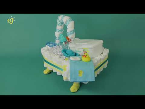 Pampers Baby Shower DIY Ideas: Bathtub Diaper Cake with Pampers Newborn