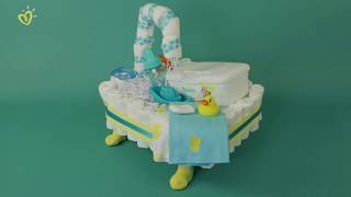 Pampers Baby Shower DIY Ideas: Bathtub Diaper Cake with Pampers Newborn