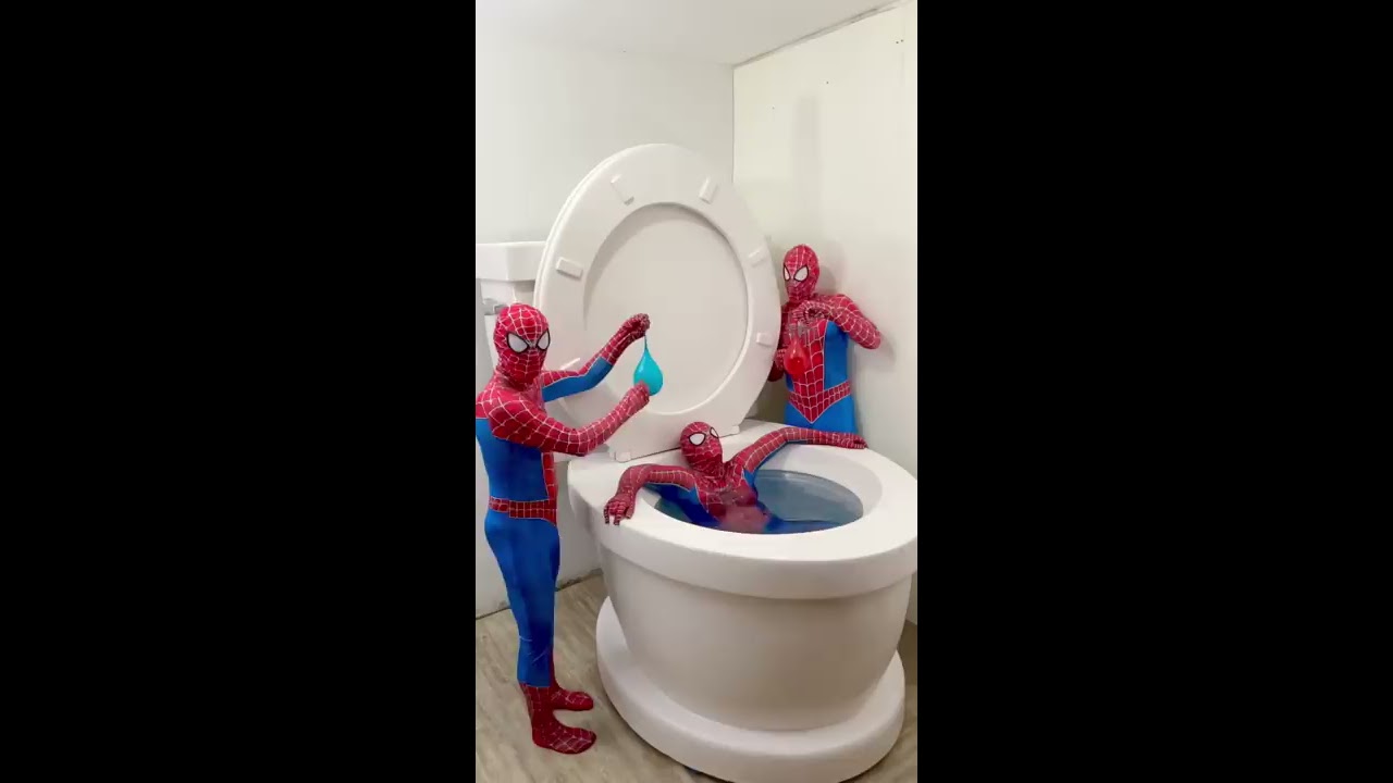 My SPIDER-MAN Boyfriends Balloon PRANKED Me in Giant Toilet #shorts