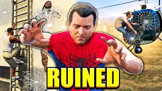 GTA V but it's destroyed by a Spiderman mod