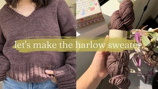 knitting the harlow v neck by caidree | knits by mandy knitting vlog