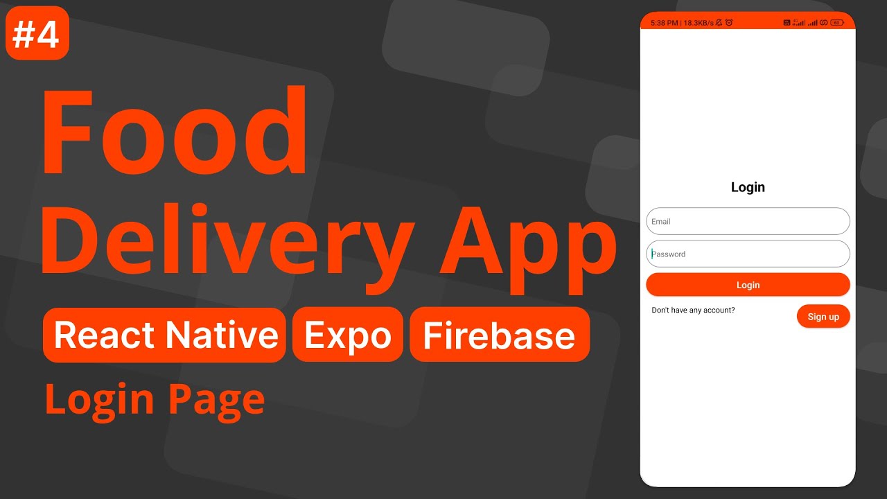 Login page of food delivery app expo food delivery app using react
