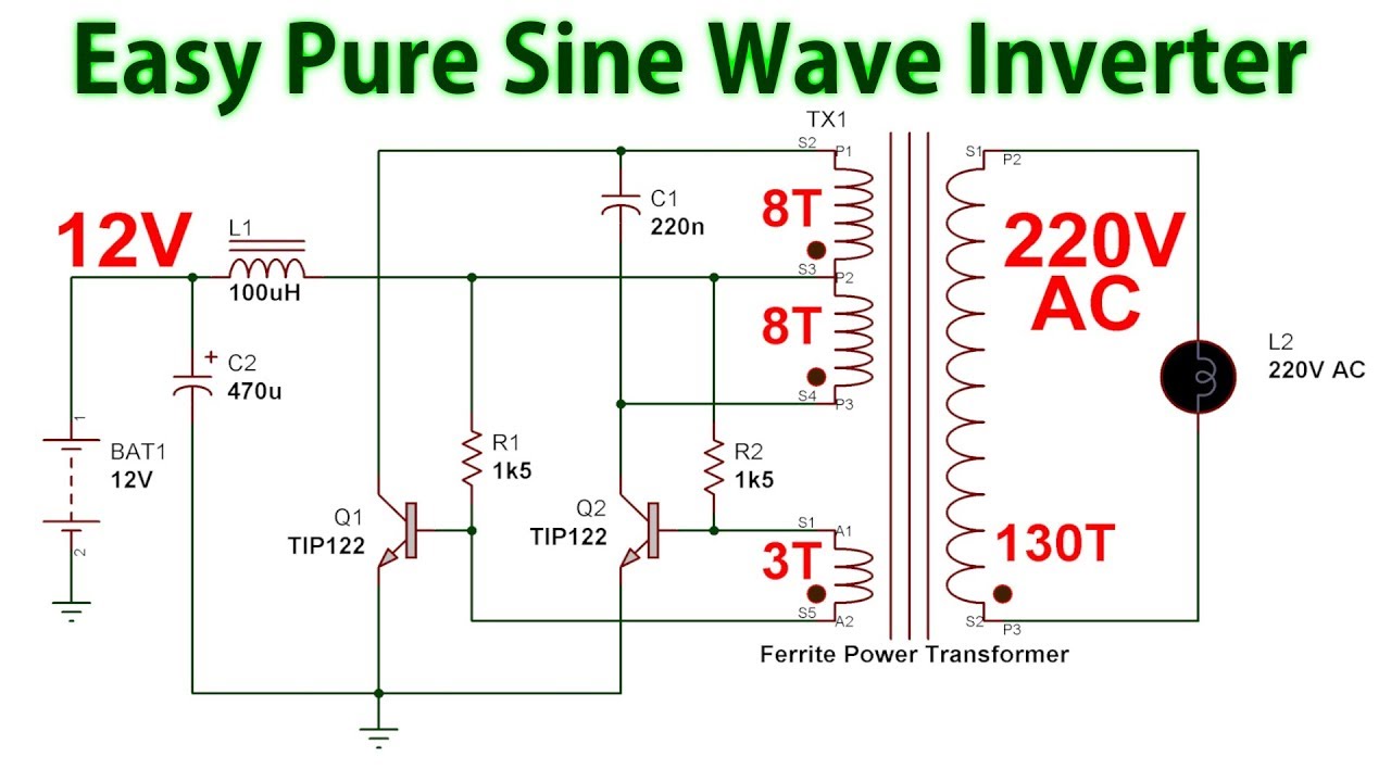 How to make a Pure Sine Wave Inverter 12v to 220v DC to AC - YouTube