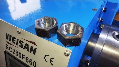 Накидная гайка из стали, с резьбой 1" на 14ниток. На токарном RC280F660.