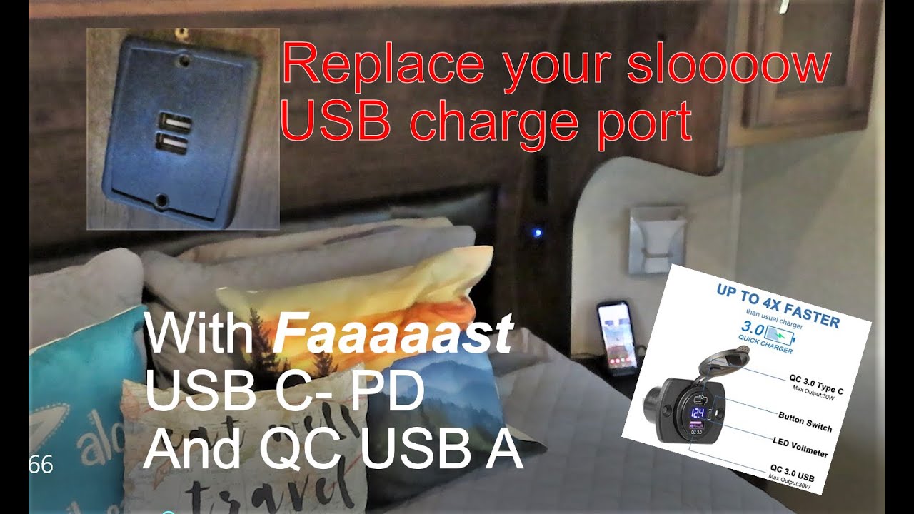 Replace your old and slow RV USB ports with fast and modern USB C-PD and QC  USB A ports 