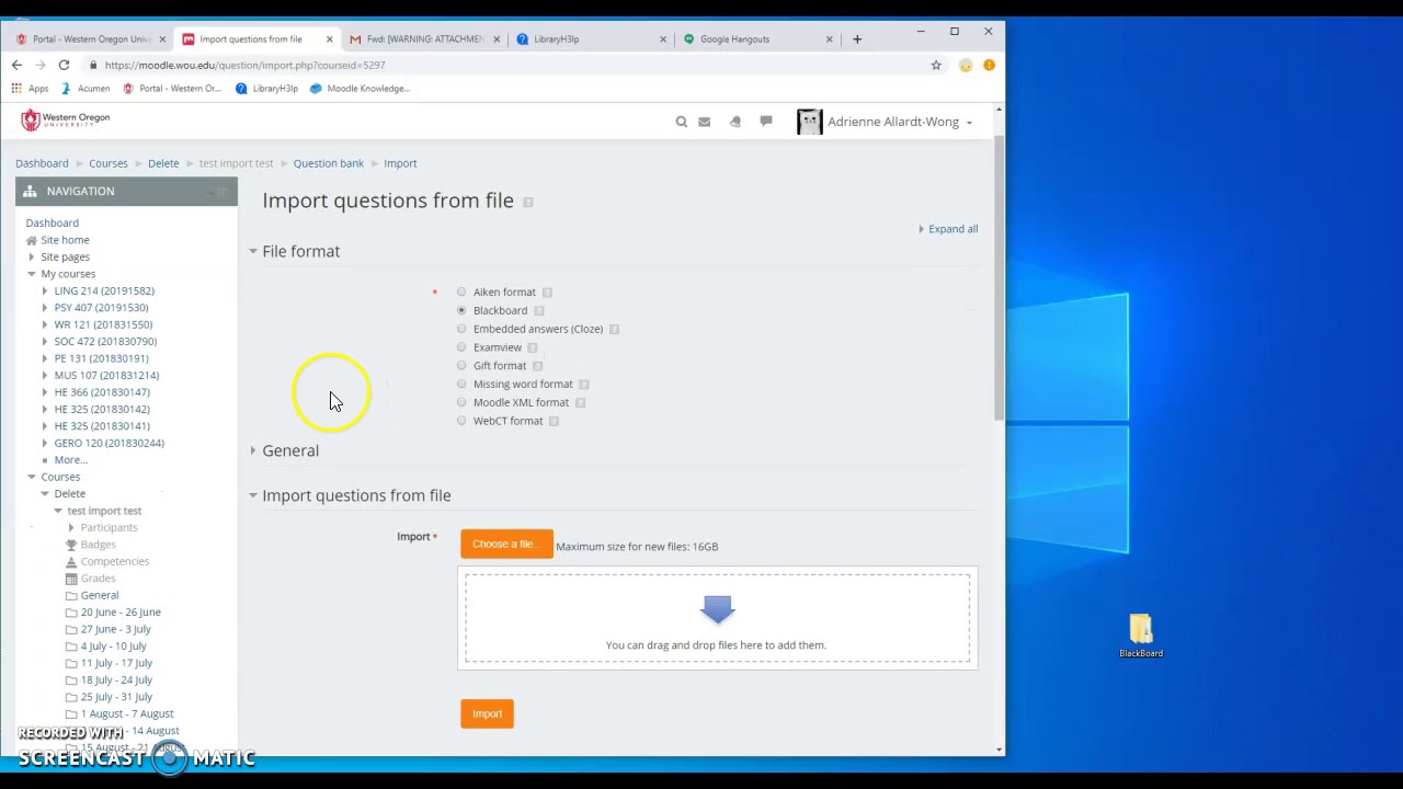 Importing Blackboard Test Banks into Moodle YouTube