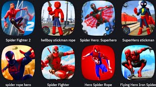 Spider Fighter 2, Hellboy Stickman, Spider Hero, Superhero Stickman, Spider Rope Hero,