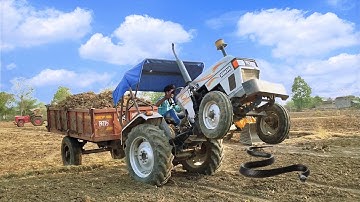 New JCB 3dx Machine With Eicher tractor | jcb 3dx backhoe loading red mud in Eicher tractors