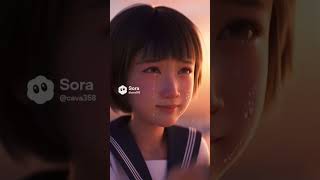 【SORA2生成】「蒼空の旅」Azure Voyage /鳥に乗る高校生、海でたそがれ富士山に向かう #女子高校生 #空  #鳥 #aiart #海