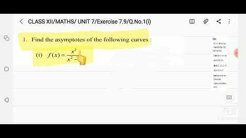 CLASS XII/MATHS/ UNIT 7/Exercise 7.9/Q.No.1(i). Find the asymptotes of