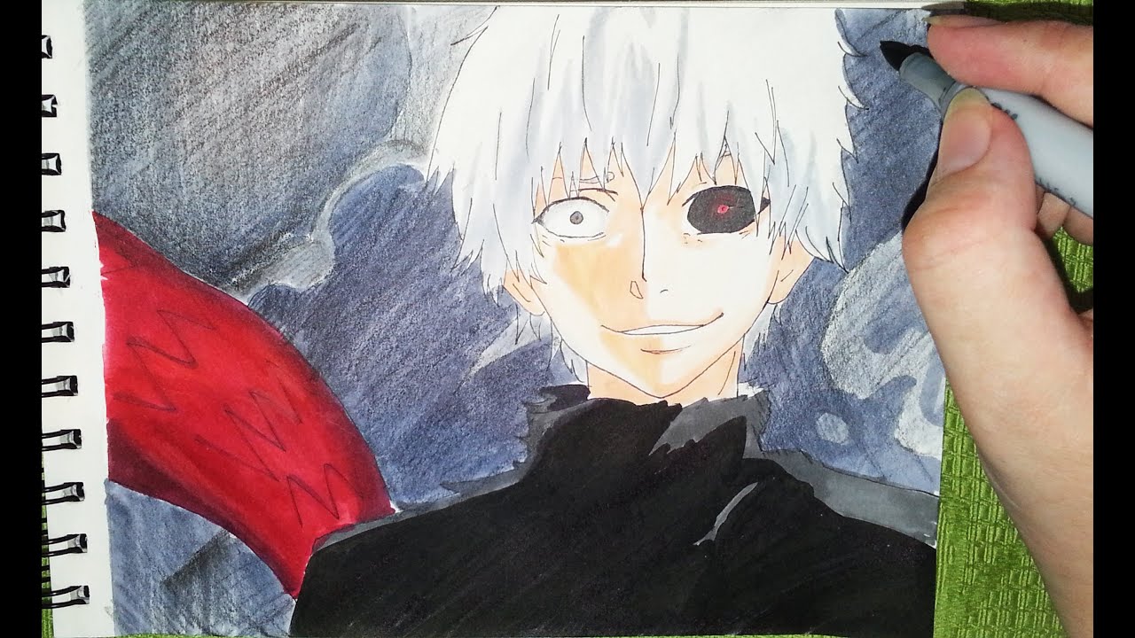 Copic Speed Drawing Ken Kaneki Tokyo Ghoul White Hair 東京喰種トーキョーグール Youtube