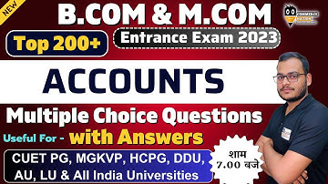Accounts Most Important MCQ with answers | MGKVP, HCPG, DDU & Bcom & Mcom entrance