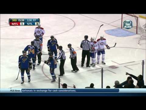 Douglas Murray hit on Alexander Steen Montreal Canadians vs St. Louis Blues  12/19/13 NHL Hockey.