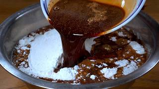 Pour brown sugar water into flour, give it a quick twist, and you'll make fluffy, soft, blooming ... screenshot 4