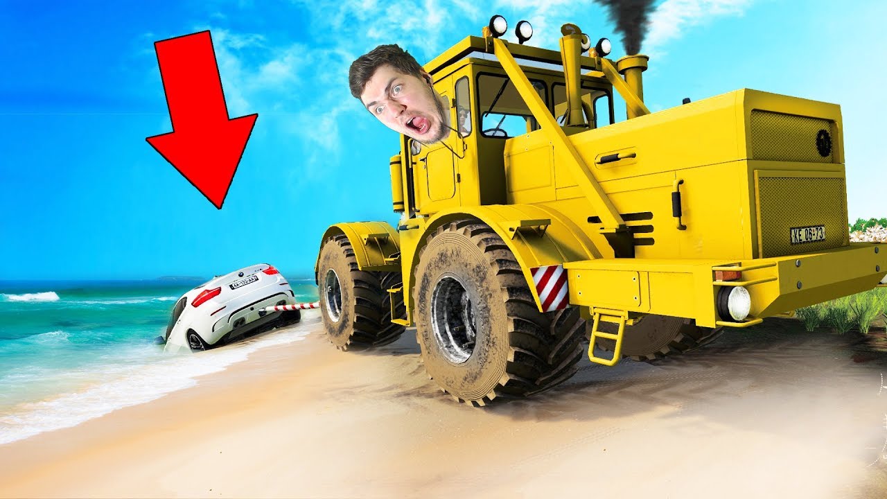 ТРАКТОРИСТ ВЫТАЩИЛ ПРИЕЗЖИХ МАЖОРОВ НА БМВ ИЗ РЕКИ - FARMING SIMULATOR 19