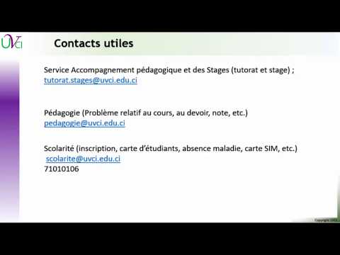 Dispositif de formation de l'UVCI - Contacts utiles