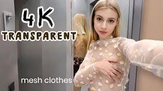 4K Sheer Transparent Mesh Lingerie & Bikini Try-On Haul Transparent Dresses & Fishnet Looks 2