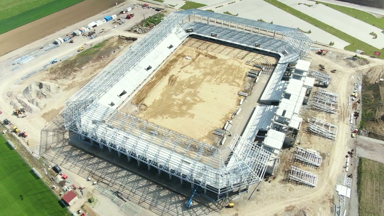steel structure & concreting while constructing stadium