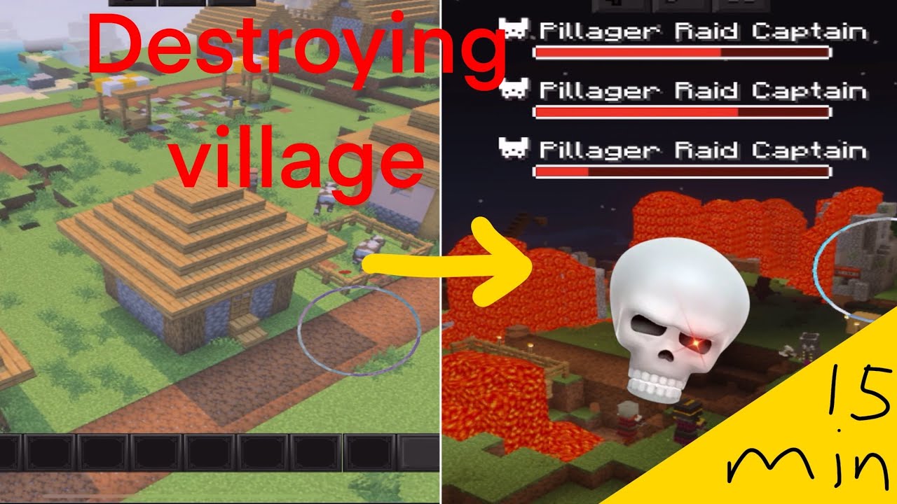 Minecraft destroying the village ☠️☠️☠️ - YouTube