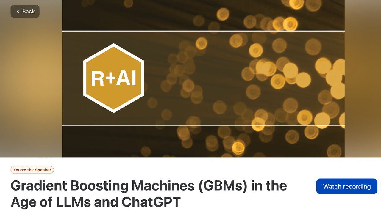 R+AI Conference: Szilard Pafka: Gradient Boosting Machines (GBMs) in the Age of LLMs and ChatGPT