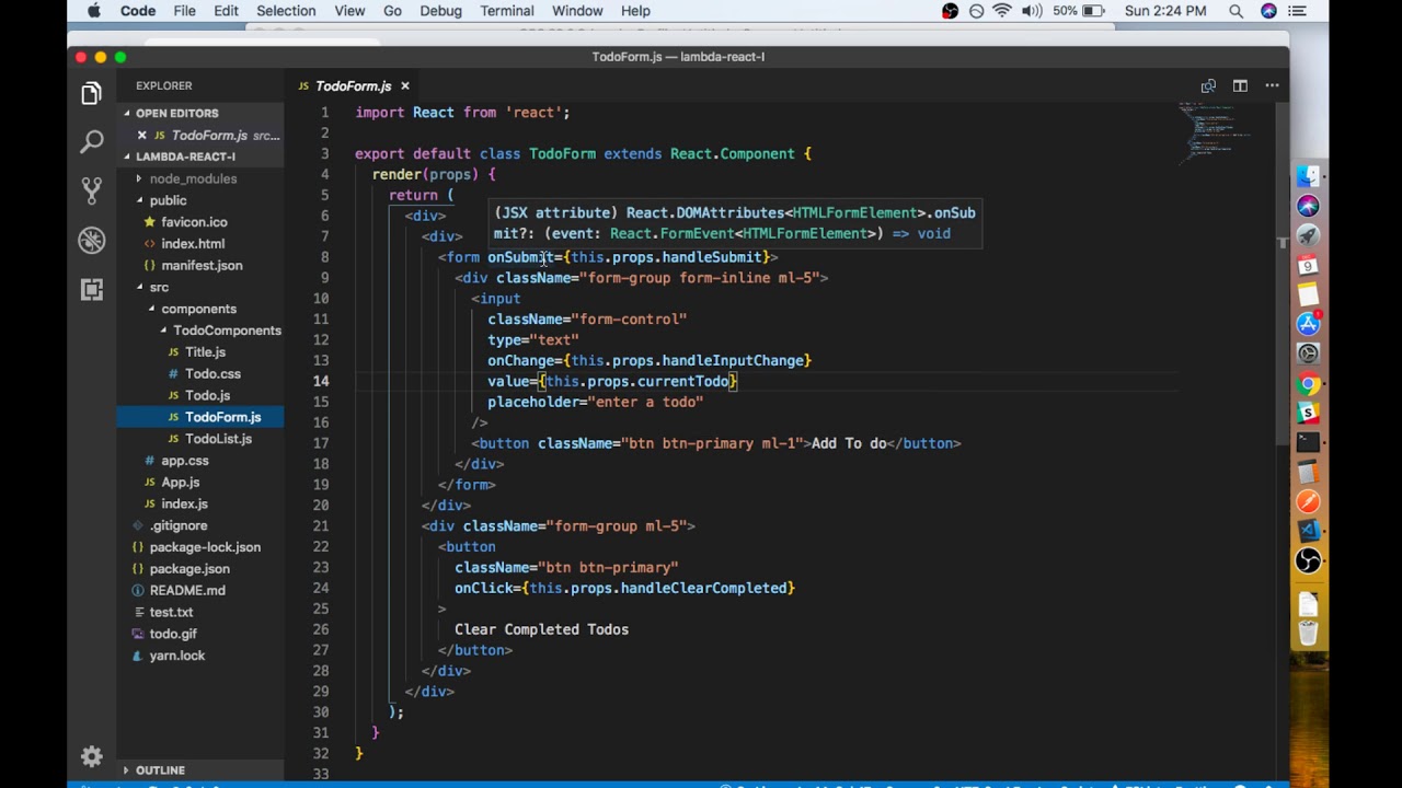 react todo app walkthrough - YouTube