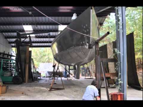 Turning the Hull of an Aluminum Dix 43 Pilot House...