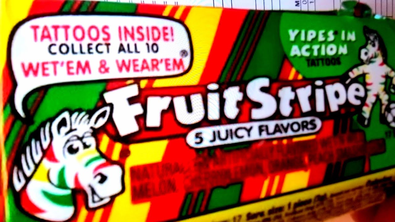 I am today years old when I found out that fruit stripes gum has little  tattoos  rmildlyinteresting