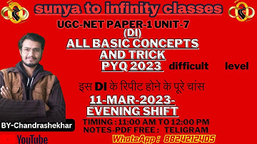 Data Interpretation11-Mar-2023- Morning shift (DI) PYQ || UGC NET 2023 Paper 1|| By Chandrashekhar