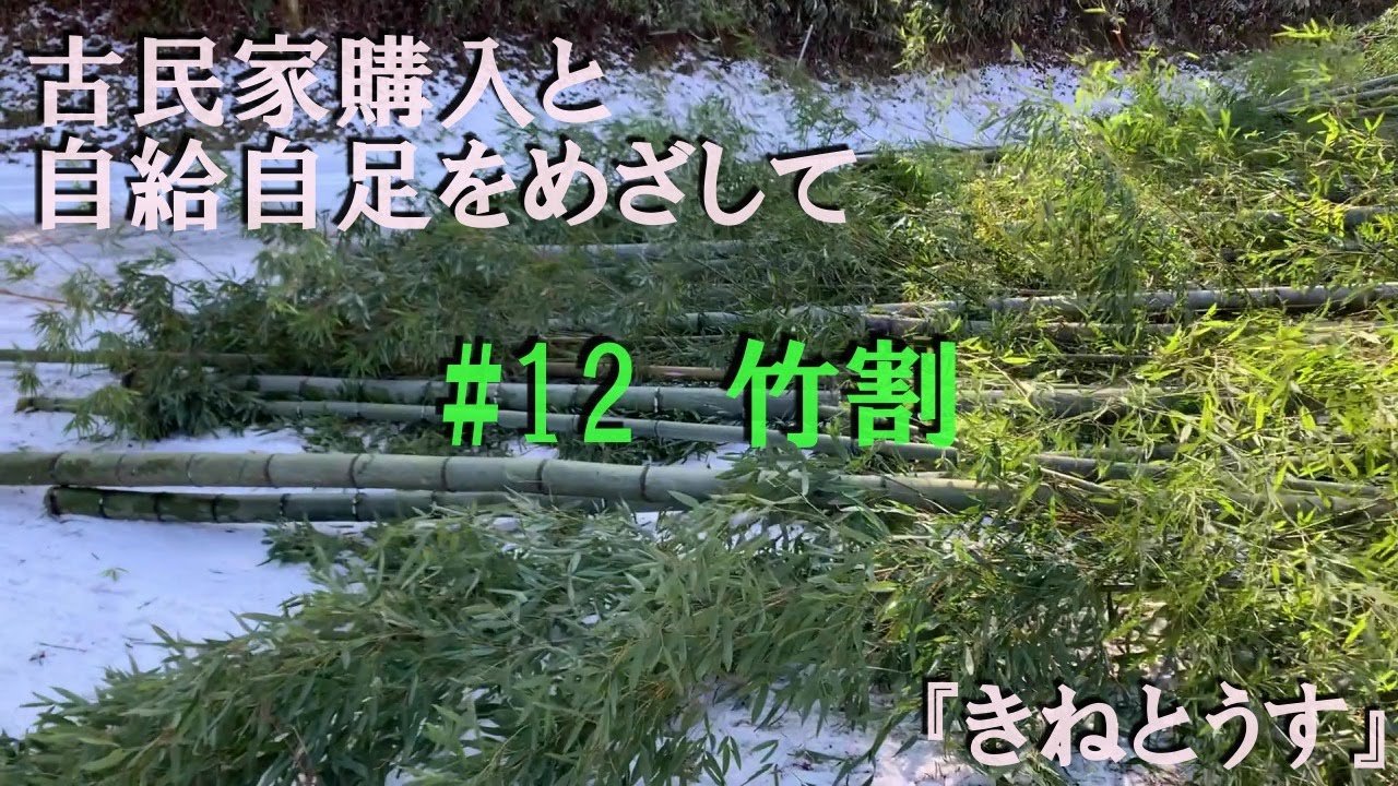 田舎暮らし　竹の伐採と竹割り#12