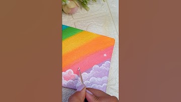 Beautiful rainbow painting 🌈⛅ #painting #canvaspainting #easy #shortvideo #shorts #diy #minicanvas