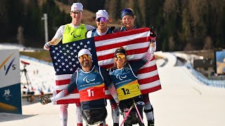 Team USA Wins Gold in Para Cross-Country Mixed Team Relay
Team USAs Josh Sweeney, Oksana Masters, Sydney Peterson, Jake Adicoff, and guide Reid Goble raced to gold in the para cross-country mixed team relay, defending their title from the 2022 Games.
Subscribe to Team USA on YouTube: http://YouTube.com/TeamUSA
Team USA website: http://www.TeamUSA.com
Like Team USA on Facebook: http://Facebook.com/TeamUSA
Follow Team USA on X: https://x.com/TeamUSA
Follow Team USA on Instagram: https://www.instagram.com/teamusa
Follow Team USA on TikTok: https://www.tiktok.com/@teamusa Team USA Wins Gold in Para Cross-Country Mixed Team Relay