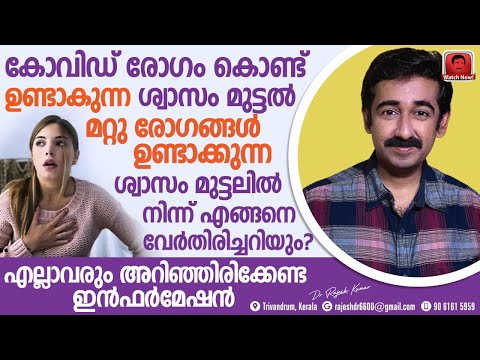 കോവിഡിന്റെ ശ്വാസംമുട്ടൽ മറ്റുരോഗങ്ങൾ കൊണ്ടുണ്ടാകുന്ന ശ്വാസംമുട്ടലിൽനിന്നും എങ്ങനെ വേർതിരിച്ചറിയാം?