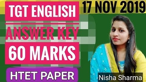 Tgt English Section Answer key Htet 17 Nov 2019